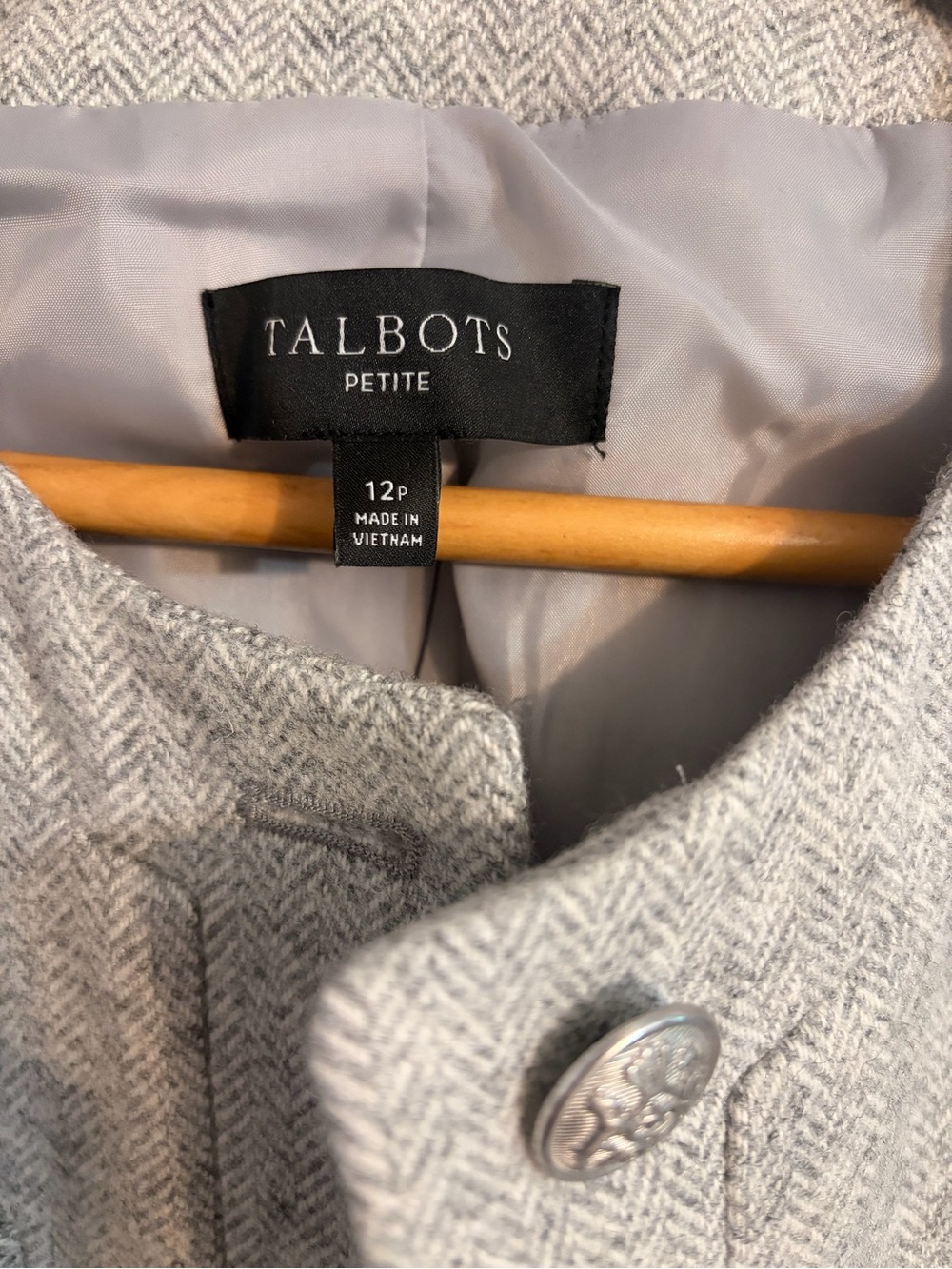 Talbots Light Gray Textured Button-Front Jacket NWT - Picture 3 of 4